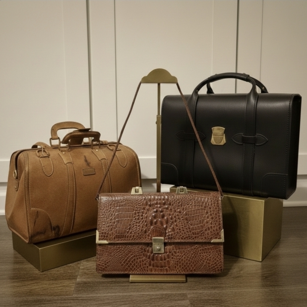 Brown and Black Leather Bags